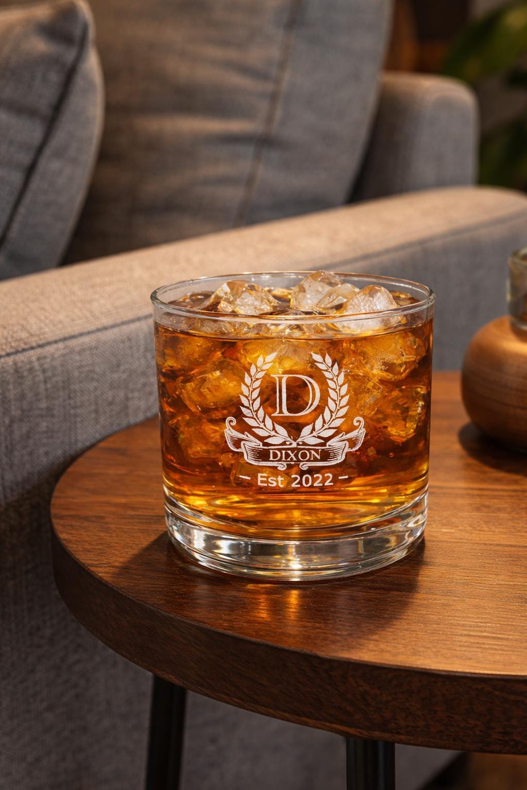 Personalized Engraved Whiskey Glass or Wine Glass – Custom Name & Year – Elegant Monogram Gift – Anniversary, Birthday, Wedding Keepsake